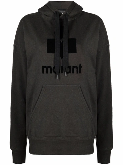 Isabel Marant Étoile Black Hoodie With Tonal Logo Print In 黑色
