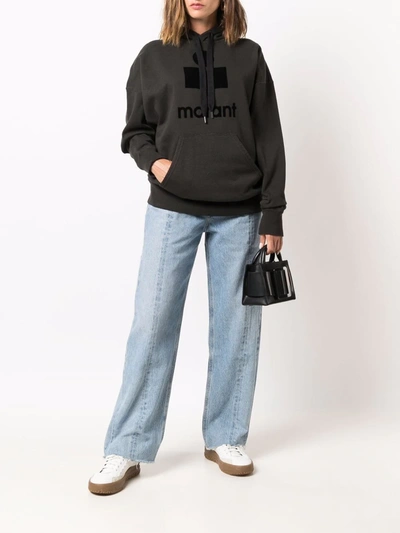 Isabel Marant Étoile Black Hoodie With Tonal Logo Print In 黑色
