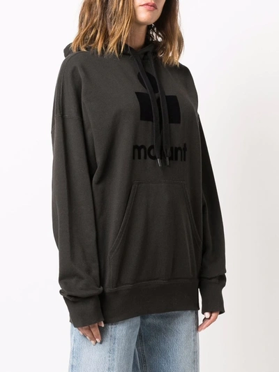 Isabel Marant Étoile Black Hoodie With Tonal Logo Print In 黑色