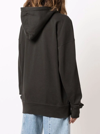 Isabel Marant Étoile Black Hoodie With Tonal Logo Print In 黑色