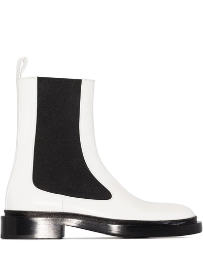 Shop Jil Sander Leather Chelsea Boots In White