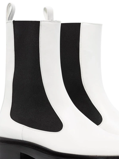 Shop Jil Sander Leather Chelsea Boots In White
