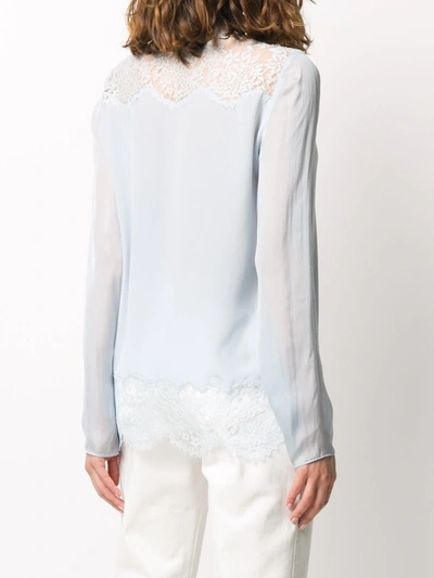 Faith Connexion Pussy-bow Silk Blouse In Blue