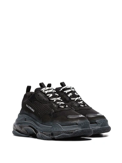 Balenciaga Black Triple S Clear Sole Sneakers In Black