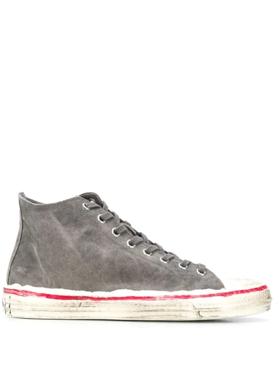 Shop Marni Painted High-top Sneakers In Grey