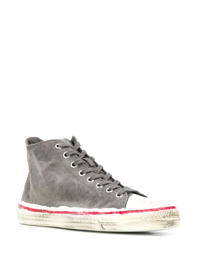 Shop Marni Painted High-top Sneakers In Grey