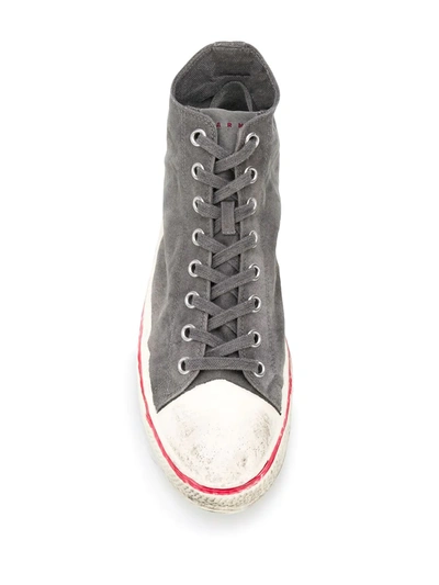 Shop Marni Painted High-top Sneakers In Grey