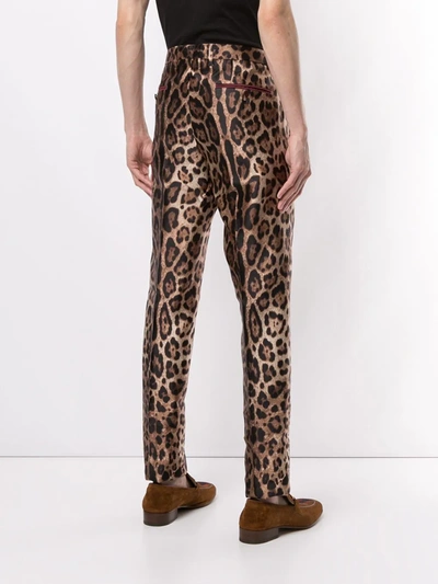 Shop Dolce & Gabbana Leopard-print Silk Trousers In Brown