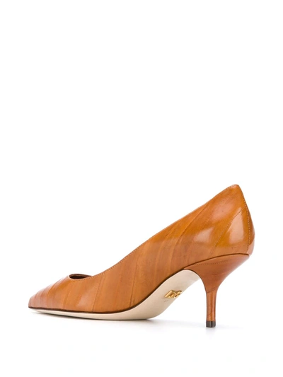 Shop Dolce & Gabbana Texture Striped Pumps In Brown