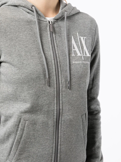 Shop Armani Exchange Chest Logo-print Hoodie In Grau