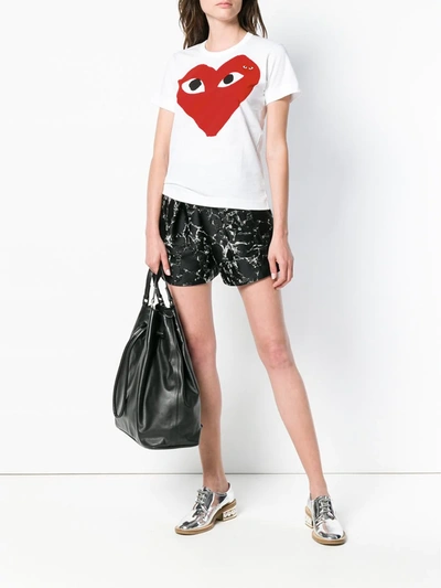Comme Des Garçons Play Heart Print T-shirt In White