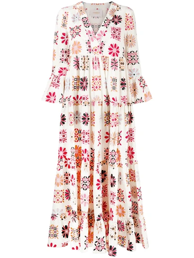 Shop La Doublej Jennifer Jane Printed Midi Dress In Neutrals