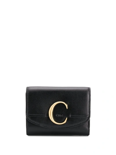 Shop Chloé C Mini Trifold Wallet In Black