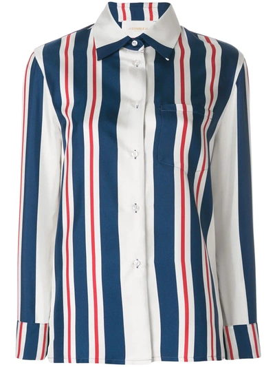 Shop La Doublej Striped Shirt In Blue