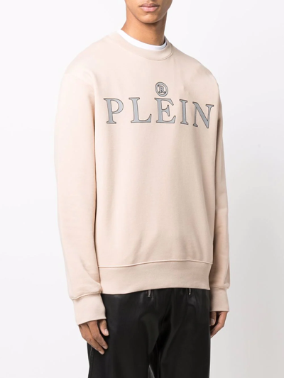 Shop Philipp Plein Logo Crew-neck Sweatshirt In Nude