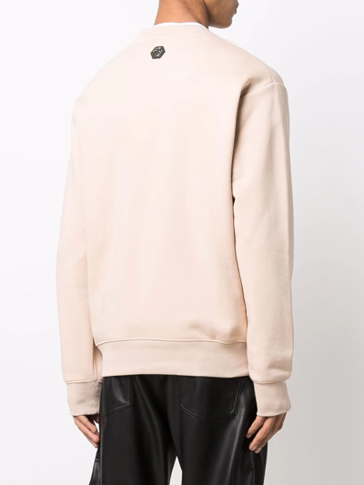 Shop Philipp Plein Logo Crew-neck Sweatshirt In Nude