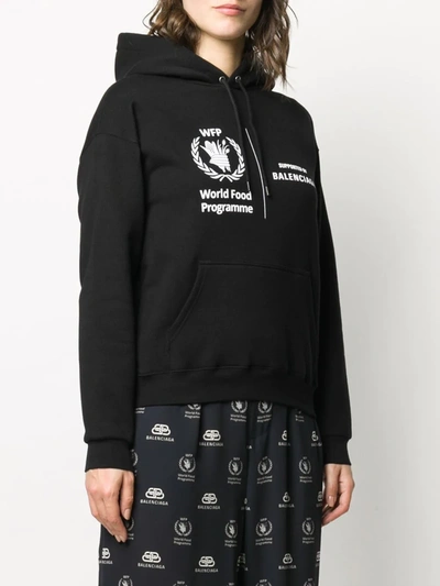 Shop Balenciaga Cropped World Food Programme Hoodie In Black