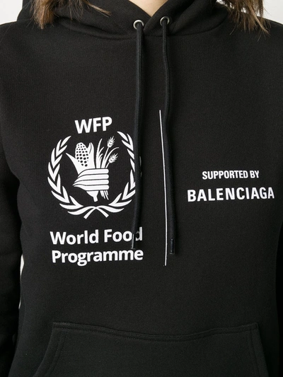 Shop Balenciaga Cropped World Food Programme Hoodie In Black