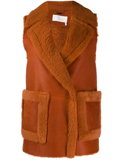 Shop Chloé Buttoned Gilet In Orange