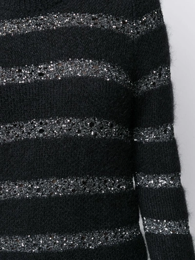 Shop Saint Laurent Striped Jumper Dress In Black