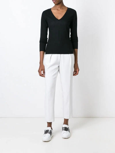 Shop N•peal Cashmere Superfine V-neck Sweater In Black