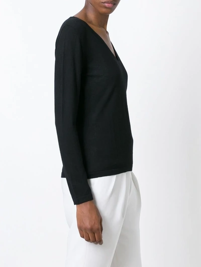 Shop N•peal Cashmere Superfine V-neck Sweater In Black