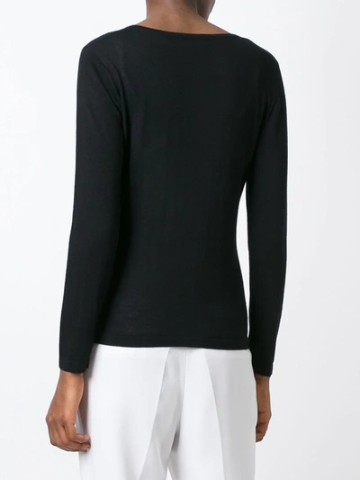 Shop N•peal Cashmere Superfine V-neck Sweater In Black