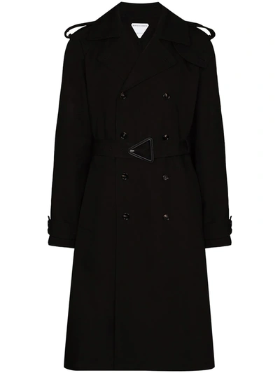 Shop Bottega Veneta Double-breasted Belted Trench Coat In Black