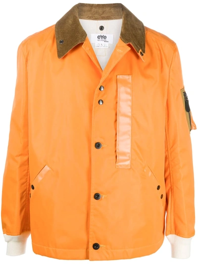 Shop Junya Watanabe Corduroy Collar Button-up Jacket In Orange