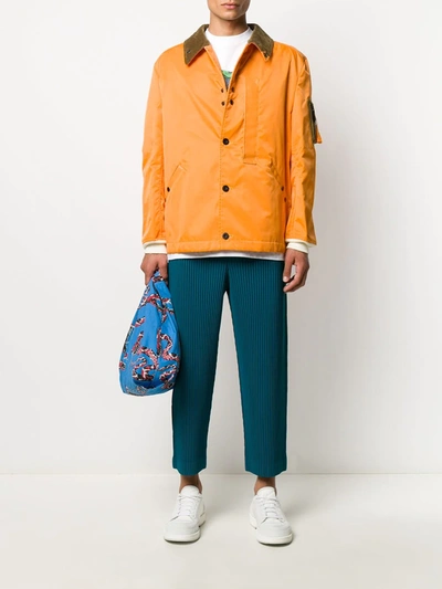 Shop Junya Watanabe Corduroy Collar Button-up Jacket In Orange