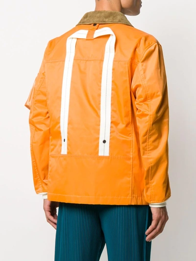 Shop Junya Watanabe Corduroy Collar Button-up Jacket In Orange