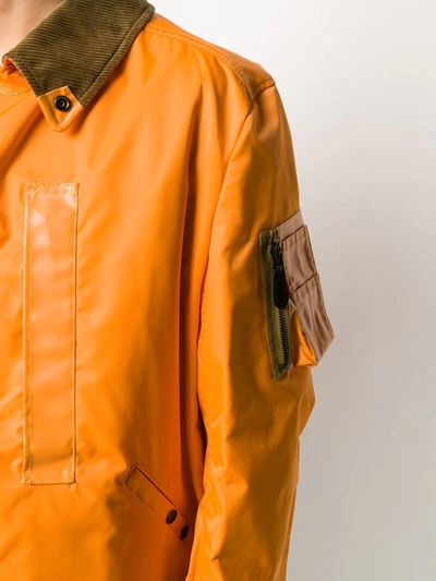 Shop Junya Watanabe Corduroy Collar Button-up Jacket In Orange
