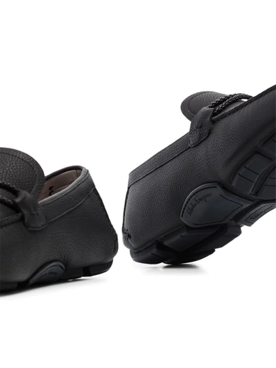 Ferragamo Front 4 Leather Loafers In Black