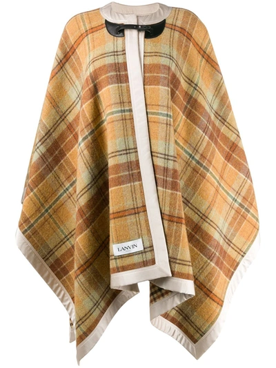 Shop Lanvin Check Print Cape In Neutrals