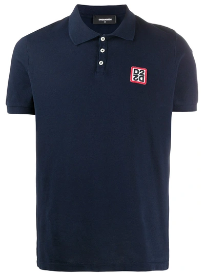 Shop Dsquared2 Logo Patch Polo Shirt In Blue