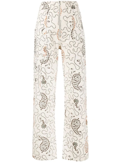 Shop Isabel Marant Étoile Paisley-print High-waist Trousers In Neutrals