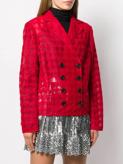 Shop Marco De Vincenzo Boxy Tulle Blazer In Red
