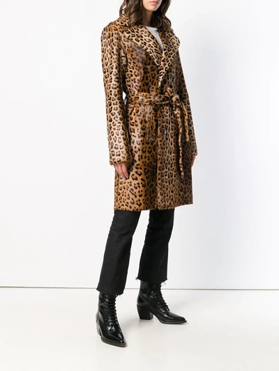 Shop Saint Laurent Leopard Print Trench Coat In Brown