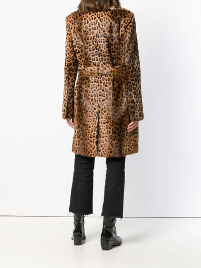 Shop Saint Laurent Leopard Print Trench Coat In Brown