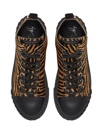 Shop Giuseppe Zanotti Blabber Animal-print Sneakers In Brown