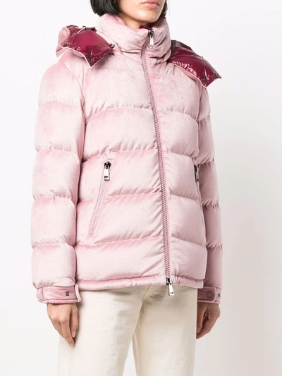 Moncler Holostee Quilted Velvet Jacket In Pink