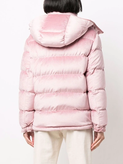 Shop Moncler Holostee Velvet Puffer Jacket In Pink