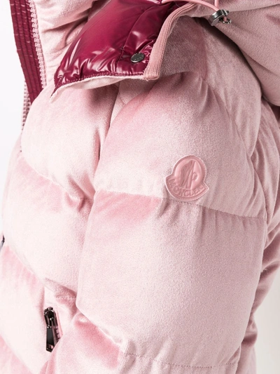 Shop Moncler Holostee Velvet Puffer Jacket In Pink