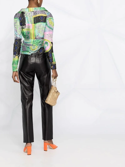 Shop Versace Printed Cropped Shirt In Green