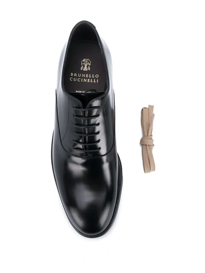 Shop Brunello Cucinelli Almond Toe Oxford Shoes In Black
