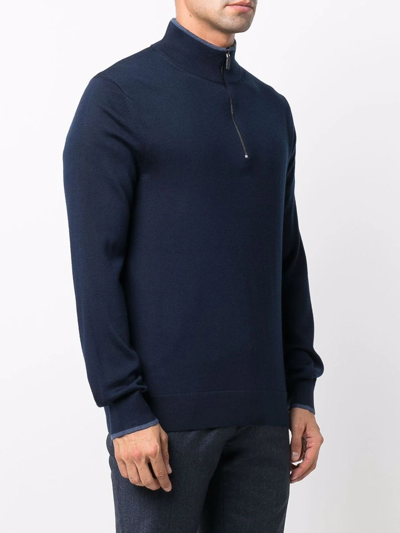 Shop Michael Kors Half-zip Knit Jumper In Blau