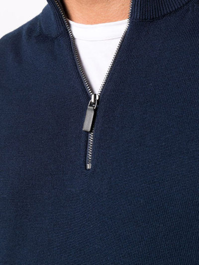 Shop Michael Kors Half-zip Knit Jumper In Blau