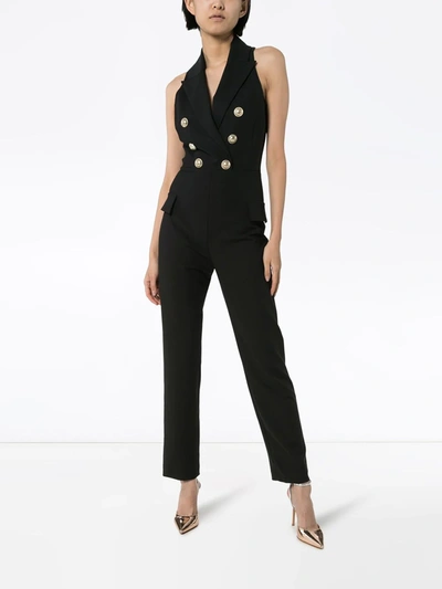 Shop Balmain Double-breasted Jumpsuit In Black