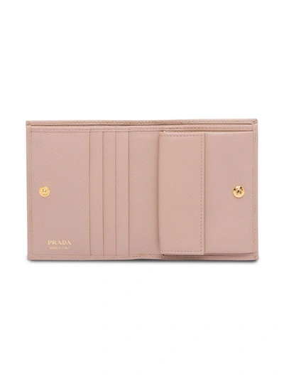 Prada Saffiano Foldover Wallet In Pink