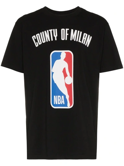 Shop Marcelo Burlon County Of Milan X Nba Print Ribbed Neck T-shirt In Black